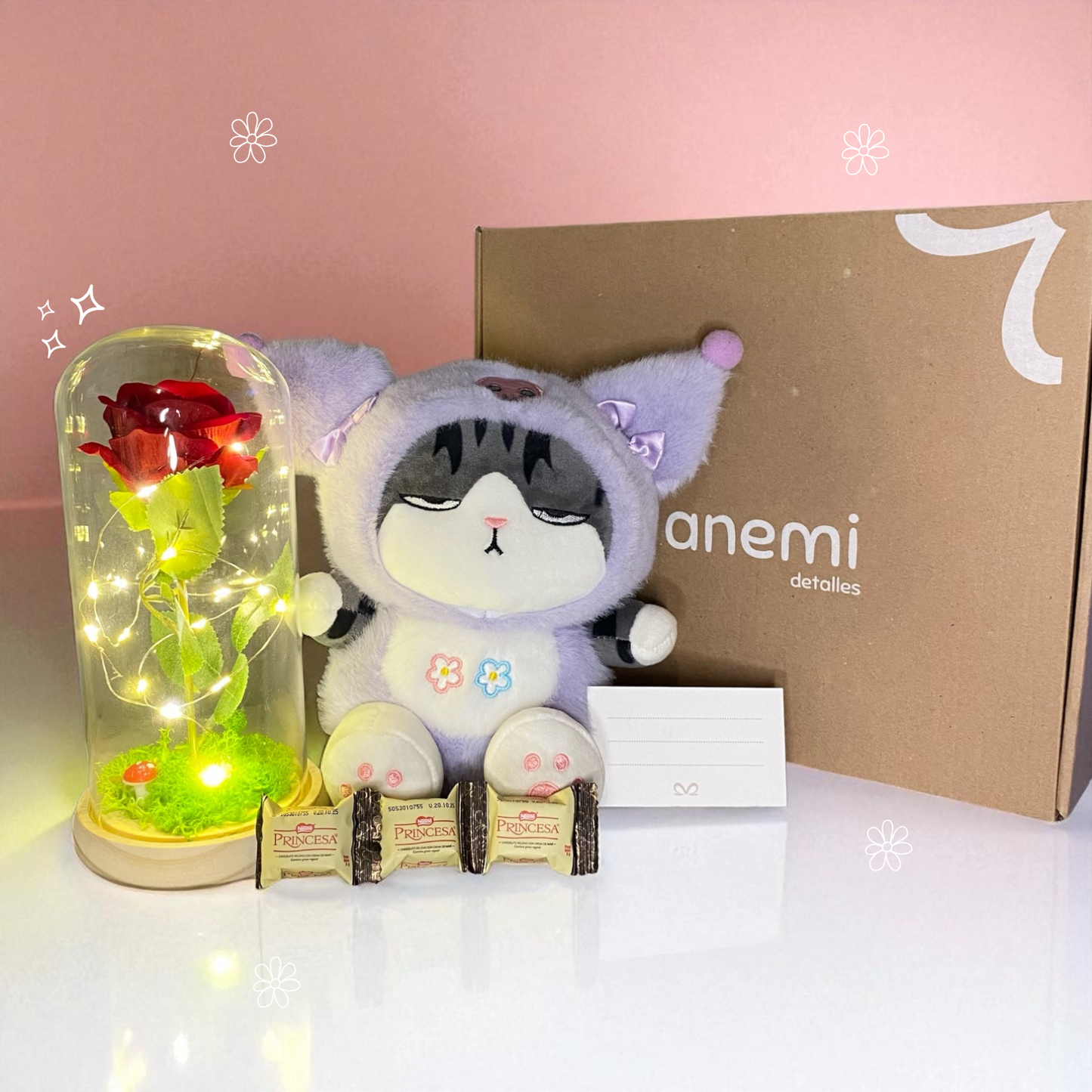 🌹🌻🧸 Encanto Eterno: Cúpula + Peluche a elegir