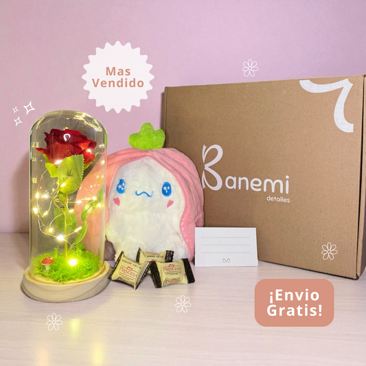 🌹🌻🧸 Encanto Eterno: Cúpula + Peluche a elegir